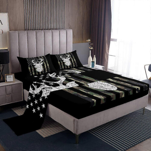 (99*190*36cm, shape 8) Gothic Skull Sheets Red and Black Skull Sheet Set