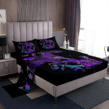 (152*203*46cm, shape 13) Gothic Skull Sheets Red and Black Skull Sheet Set