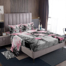 (137*190*36cm, shape 4) Gothic Skull Sheets Red and Black Skull Sheet Set