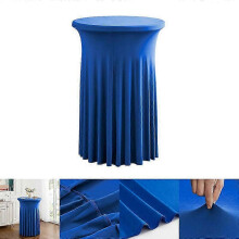 (Sapphire, Azure) 60 x 110cm Elegant Round Cocktail Table Cover for Business Events Solid Color Stretch Skirted Tablec