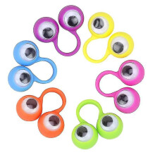 100pcs Anti-stress Kids Toys Plastic Eye Finger Puppets Rings with Wiggle Eyes Party Favors Move Eyes Toys