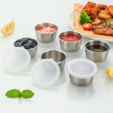 Ensemble de 6 petits bols en acier inoxydable avec couvercles en plastique pour la préparation en cuisine