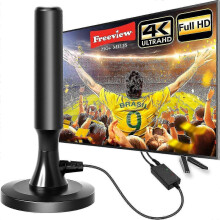 Portable Indoor/Outdoor TV Aerial with Magnetic Base - 250+ Miles 4K HDTV Antenna for Freeview/DAB (3m Coaxial Cable, Waterproof)_CD