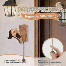 Woodpecker Doorbell - Woodpecker Door Knocker, Handmade Wooden Doorbell, Ornament and Decoration for Entrance
