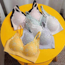 (M, black) Bras for Women Wireless Underwear Breathing Bra Vest Lace Printed Bra Gathered Bra
