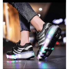 LED Roller Shoes for Kids - Light Up Sneakers with Invisible Wheels, Boys Girls Sports Shoes with Flashing Lights