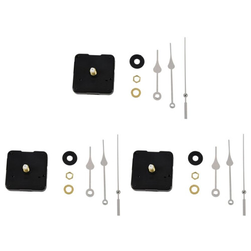3X Clock Movement Mechanism with Silver Hour Minute Second Hand DIY Tools Kit