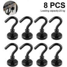 8 Pieces Magnetic Hooks Heavy Duty, Strong Magnets with Refrigerator Hooks, Super Neodymium for Hang