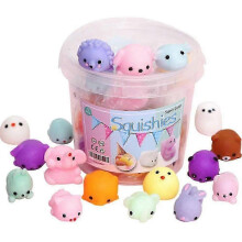 Mini Party toys Favors for Kids Mochi Squishy Toy Stress Reliever Anxiety Toys with Storage Box