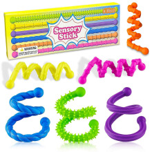 6 Pcs Sensory Fidget Toys with Varied Textures, Durable Silicone Sticks for Autism Adults and Kids
