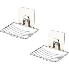 Heavy Duty Soap Dish, 2 Pack Self Adhesive Wall Mounted Stainless Steel Soap