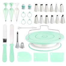 80PCS Cake Decorating Set-Non-Slip Turntable with Piping Tips, Scrapers & Tools for DIY Baking Tools Accessories