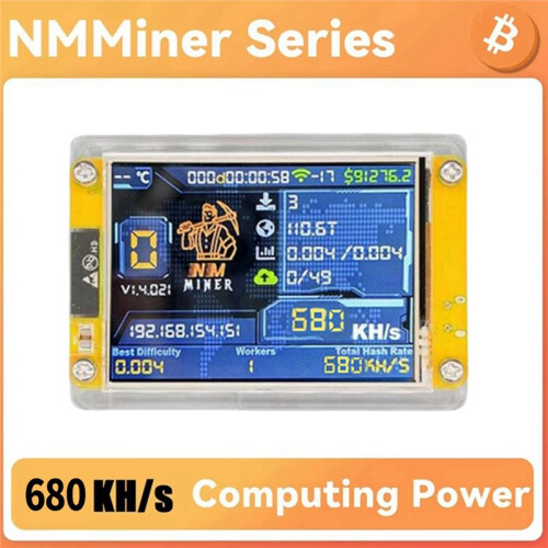 680KH/S NMMiner NerdMiner 3,5 Polegadas com Tela  Bitcoin Crypto Solo Lottery Miner Atualizado Harshrate NerdMiner 1
