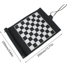 (Black) PU Rolling Chess Set Portable Chess Set