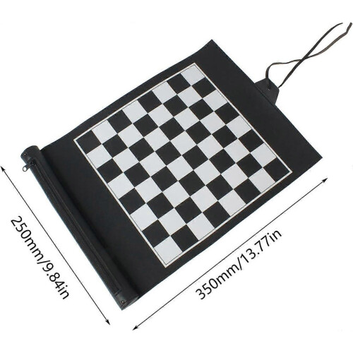 (Black) PU Rolling Chess Set Portable Chess Set
