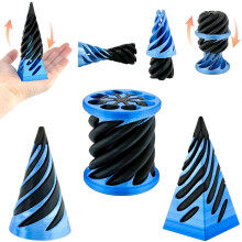 3 Pack Blue Spiral Cone Fidget Toy Pyramid Passthrough for Stress and Anxiety Relief