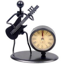 Creative Modern Vintage Black Iron Quartz Clock for Bookshelf, Desk or Office Decoration (C68 Electric Guitar)