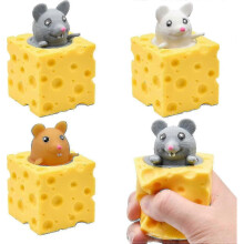 3 Pack Fidget Sensory Toys, Squeeze Toys, Cheese, Decompression, Mouse Cup, Anti-Stress Hand Toys, Anti-Anxiety Stretchy Toys for Adults and Kids