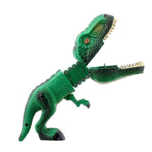 (Green) Dinosaur/ Shark Stretchable Spring Toy Realistic Dino Handheld Manipulator Clip Spoof Trick Toy Gift For Kids Boys S04