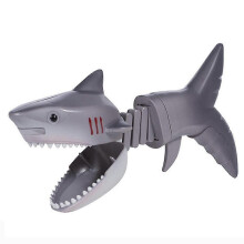 (Grey) Dinosaur/ Shark Stretchable Spring Toy Realistic Dino Handheld Manipulator Clip Spoof Trick Toy Gift For Kids Boys S04