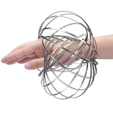 25-26 3d Magic Toy Arm Slinky Toroflux Flippy Flux Flow Rings Spinner Dynamic Bracelet, Silver