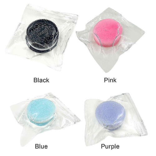 (Pink) Pink cookie shaped squishy stress relief toy with sandwich simulation