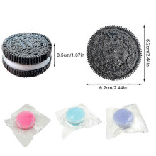 (Blue) Pink cookie shaped squishy stress relief toy with sandwich simulation