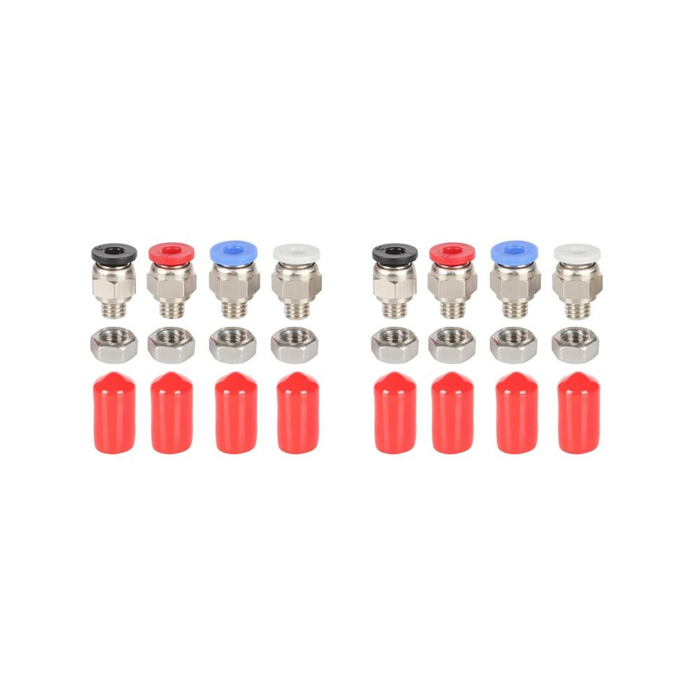 8X Pc4-M6 Pneumatic Connector With Nut For 3D Printer Parts Filament Dryer Box 4X2.5mm Tube Diy Dry Box 6032743284847