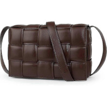 (Coffee) Women Shoulder Bag Purse Woven Crossbody Handbags Small Square Bags Designer Handbag Padded Cassette Clutch