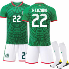 (Size 22 with socks, #S) (No. 22 H.LOZANO) 2526 Mexico Home Soccer Kit