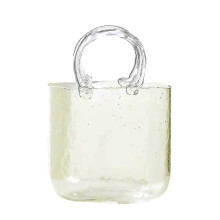 (canary yellow) Handbag Shape Clear Vase,clear Bag Glass Flower Vase For Home Wedding Decor
