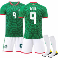 (Size 9 with socks, #L) (No. 9 Raúl) 2526 Mexico Home Soccer Kit