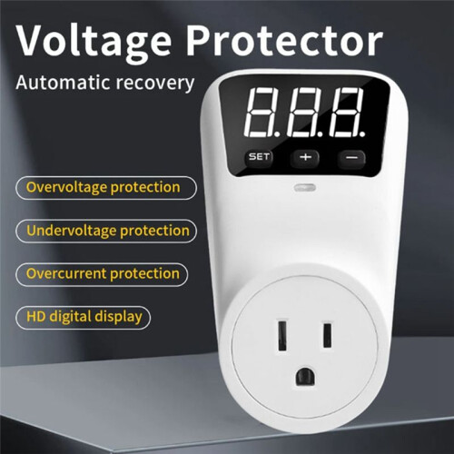 HLP02 Voltage Protector Reset over Under Voltage Protector Socket Digital Display Power Surge Protector US Plug 1