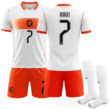 (No. 7 with socks, #2XL) (No. 7 XAVI) 2026 USA/Canada/Mexico World Cup Netherlands Away Jersey (Depay)