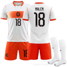 (No. 18 with socks, #M) (No. 18 MALEN) 2026 USA/Canada/Mexico World Cup Netherlands Away Jersey (Depay)