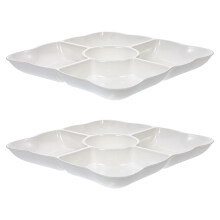 Lot de 2 plateaux de rangement pour aliments, assiettes Ă snacks et Ă bonbons, plateau Ă fruits secs Ă compartiments multiples
