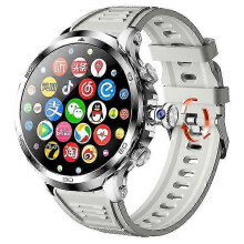 (Silver) H19 3+32g 1.75-inch Amoled Large Screen Smart Watch Pull-out Camera 4g Network Sim Card Android 8.1 Smart Watch