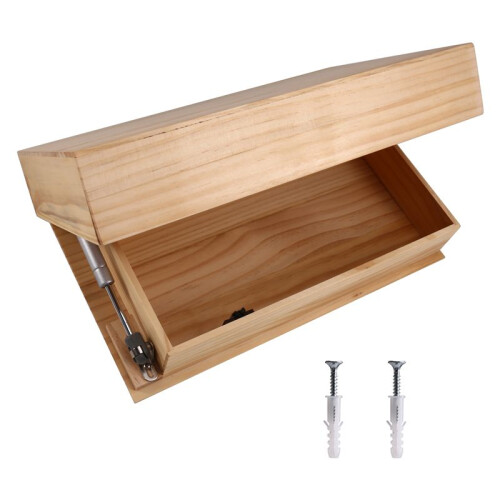 Solid Wood Floating Shelf with Hidden Compartment, Wall-Mounted Storage Rack, Home Decor B 1
