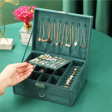 2X Smyckeskrin Organizer, Stort Halsband Smycken Förvaringsorgan med Lådlås Dam Smycken Display Hållare Fodral
