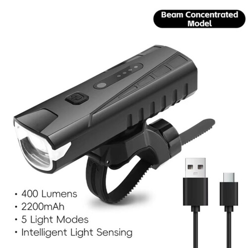 400LM Light-Sensing Bike Headlight Waterproof  Concentrated Model Front Light  Dimming Cycling Flashlight 1