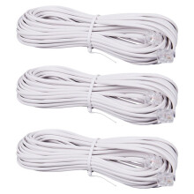 3Pcs 10M RJ11 Telefonanschluss Verlängerungskabel Weiß