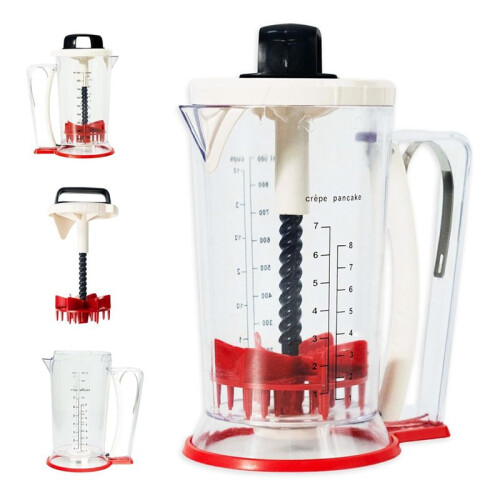 Impastatore e Dispenser per Pastella - Dispenser per Pastella per Pancake - Dispenser per Pancake - Dispenser per Pastella con Manico Comprimibile - 1