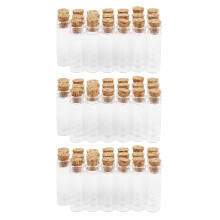 60 Stuecke 11X32mm Tiny Leere Klare Kork Glas Flaschen Vials 2Ml
