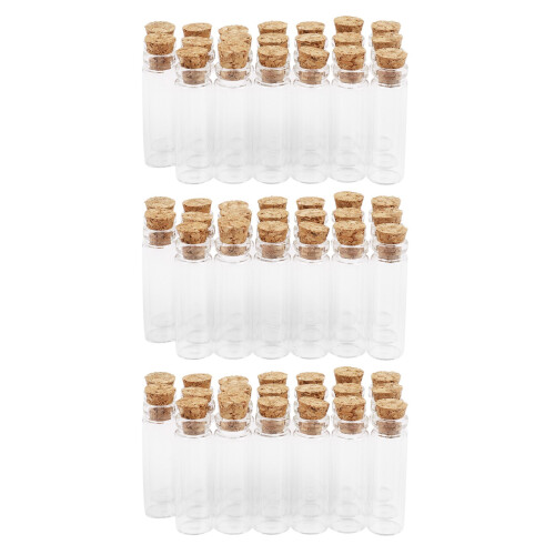 60Pcs 11X32mm Tiny  Empty Clear Cork Glass Bottles Vials 2Ml