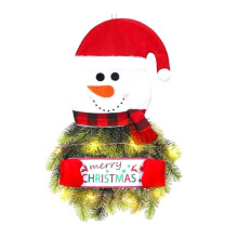 Christmas Wreath with Light Christmas Hanging Sign Front Door Wall Decorations Lighted Christmas Door Wreath Ornament