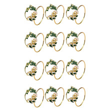 Serviettenring Goldene Perle Blume Serviettenringe 12Er Set Metall Serviettenhalter für Hochzeitsfeier Dinner Tischdekoration