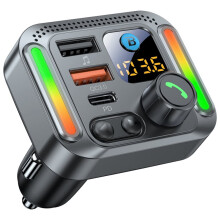 Transmissor FM 5.4 para Carro, Carregador Rápido PD e QC3.0, Adaptador de Rádio para Carro, Kit Mãos-Livres