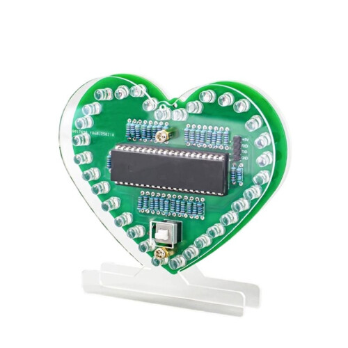 DIY Kit Electronic Multi-Function Heart-Shaped LED Clock Digital Tube Display PCB Soldering Practice Kit 2