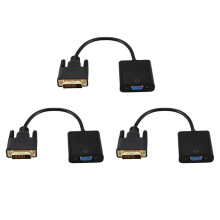 3X DVI to VGA Adapter Cable 1080P DVI-D to VGA Cable 24+1 25 Pin DVI Male to 15 Pin VGA Female Video Converter