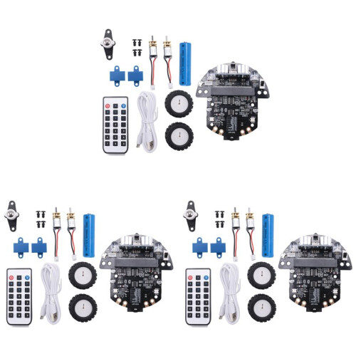 3X Robot Programmable Robotic Kit Based  BBC Microbit V2 and V1 for STEM Coding Education with Chargeable Battery(A)